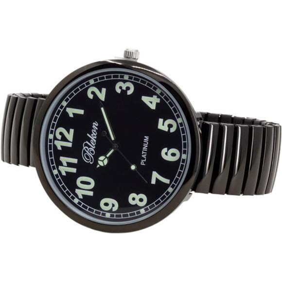Large Face Stretch Band Luminous Hands and Numbers Dial Japanese Move Watch main image 7